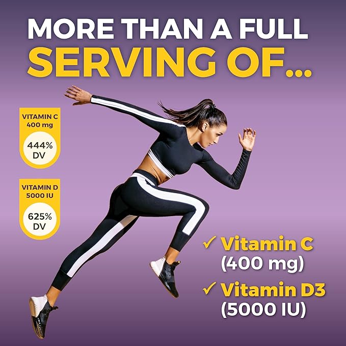 Viva Naturals Sambucus Elderberry with Zinc and Vitamin C for Adults, Vitamin D 5000 IU and Ginger - Immune Support Supplement, 60 Count - Black Dried Elderberry Capsules for Adults