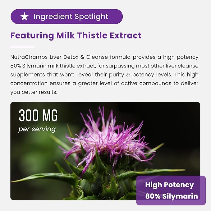 Liver Cleanse Detox & Repair Formula | 20+ Herbs: Milk Thistle Extract with Silymarin, Artichoke, Dandelion, Chicory Root Powder & More! | Premium Liver Support Pills Supplement, 60 Capsules