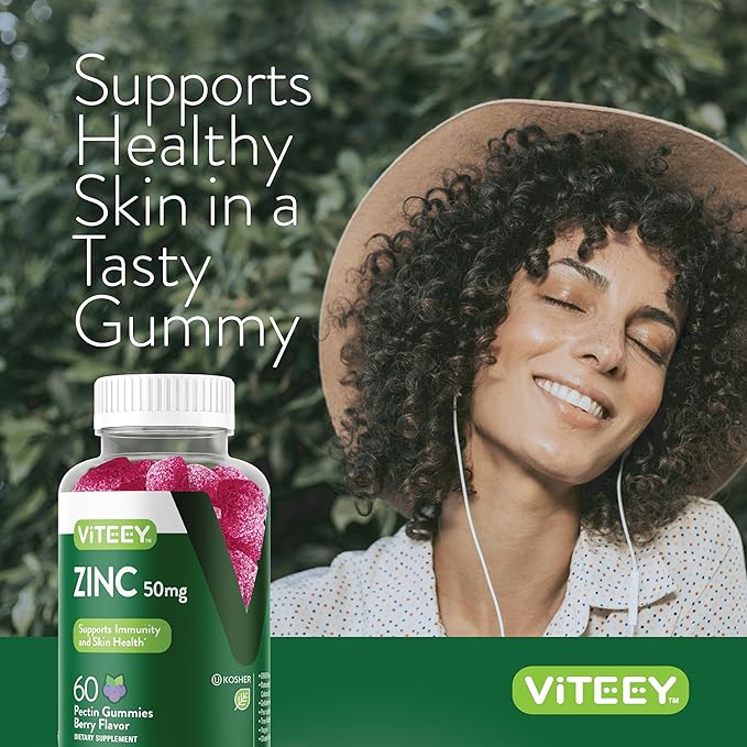 Zinc Gummies Adult & Teens - 50mg - Immune Health Support & Antioxidant Support - Vitamin Zinc Supplement - Vegan, Gelatin Free, GMO Free - Tasty Chewable Berry Flavored Gummy