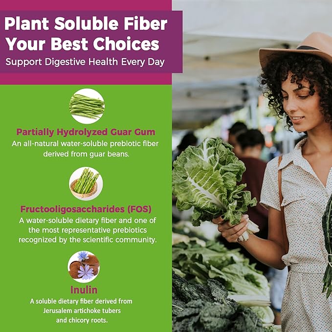 Fiber Gummies for Adults, Sugar Free 10g Prebiotic Fiber Supplement with Digestive Enzymes, Probiotics & 100mg Betaine for Digestive & Gut Health and Regulate Bowel Movement, Vegan, Gelatin Free,120ct
