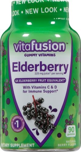 Vitafusion Elderberry Gummy Vitamins, 90ct Elderberry Gummy Vitamins, Chewables, 90 Count