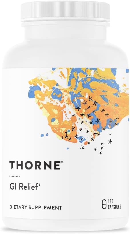 THORNE GI Relief - Digestion Supplement Supports Gut Health & Bloating Relief - Made with Marshmallow Root Extract & Digestive Enzymes - 180 Capsules - 90 Servings