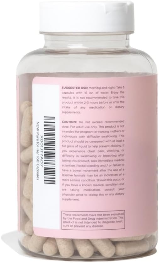 Pure for Her Vegan Stay Ready Fiber Supplement for Women | Bloat & Gas Relief, Supports Digestive Health, Regularity & Appetite Control | 160 Capsules