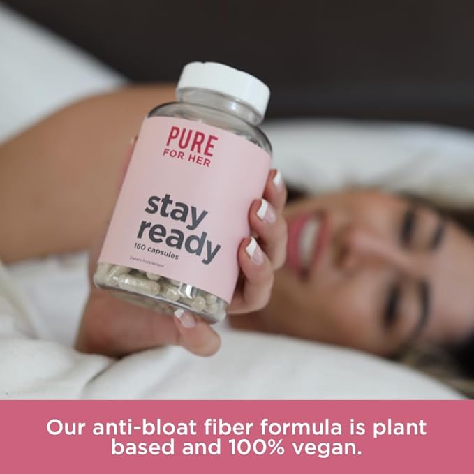Pure for Her Vegan Stay Ready Fiber Supplement for Women | Bloat & Gas Relief, Supports Digestive Health, Regularity & Appetite Control | 160 Capsules