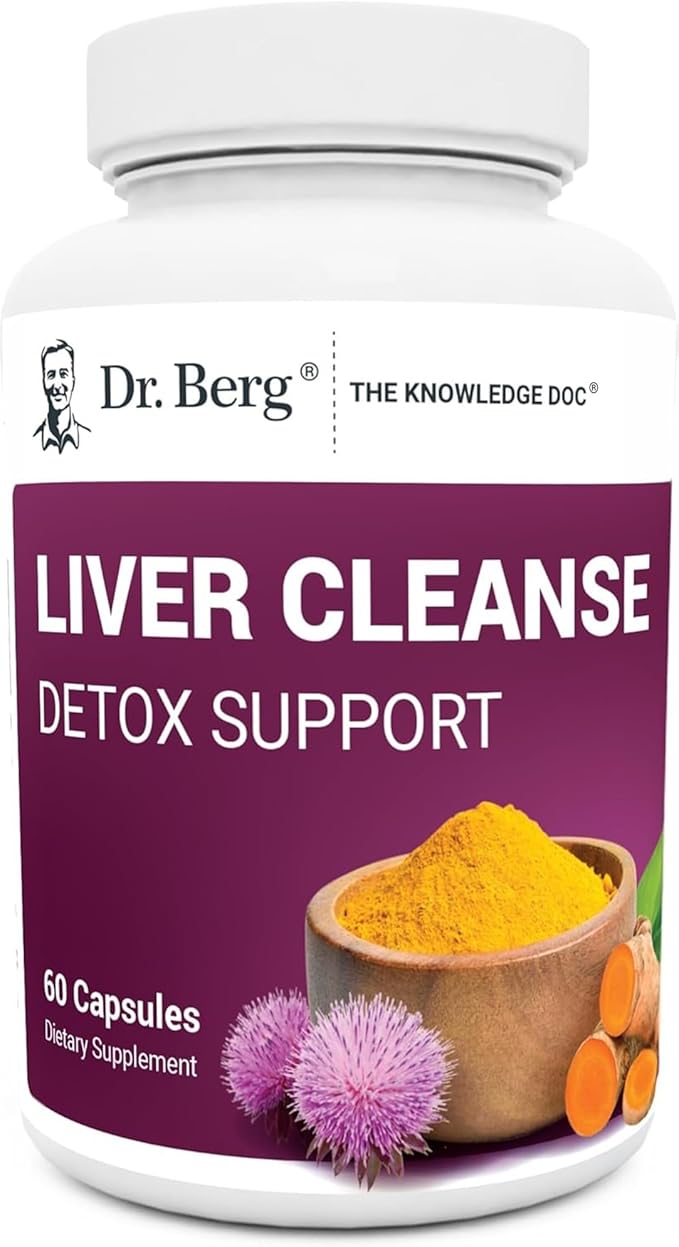 Dr. Berg Liver Cleanse Detox Capsules w/Unique Blend of Milk Thistle, Ox Bile & Folate - Liver Supplement Includes Turmeric, Black Pepper & Choline - 60 Capsules