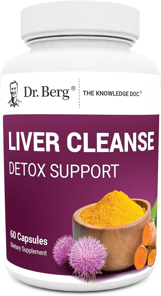 Dr. Berg Liver Cleanse Detox Capsules w/Unique Blend of Milk Thistle, Ox Bile & Folate - Liver Supplement Includes Turmeric, Black Pepper & Choline - 60 Capsules