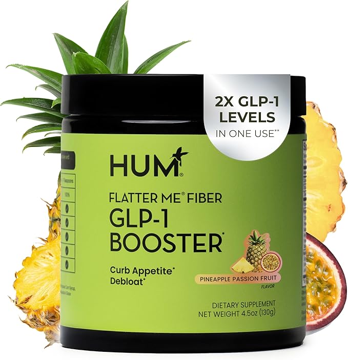 Flatter Me Fiber GLP-1 Booster – Fiber Supplement for Women & Men, Prebiotics & Enzymes for Weight Support, Reduce Bloating, Double GLP-1 Levels, Digestive & Gut Health (10 Servings)