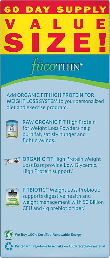 Garden of Life Fucoxanthin Supplements - FucoThin Diet Pill for Weight Loss, 180 Count
