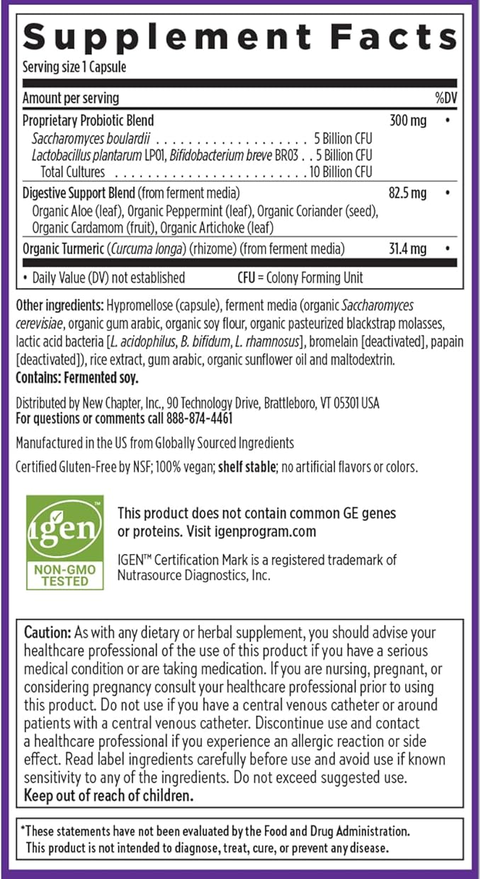 New Chapter Probiotic All-Flora - 30 ct (1 Month Supply) for Advanced Digestion & Complete Gut Health with Prebiotics + Postbiotics, Clinically Studied Strains, 100% Vegan, Non-GMO, Shelf Stable