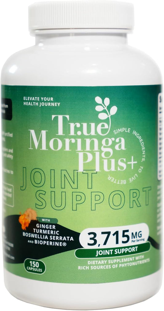 Joint Support Supplement 10:1 Extract | 20,000mg of Organic Moringa, Turmeric Curcumin, Ginger, Boswellia, BioPerine | Extra Strength Herbal Antioxidant for Adults (150 Capsules)