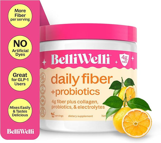 Daily Fiber Supplement Powder with Collagen, Probiotics & Electrolytes | Supports Digestive Health, Gut Balance & Debloating | Orange Yuzu Mandarin | 16 Servings
