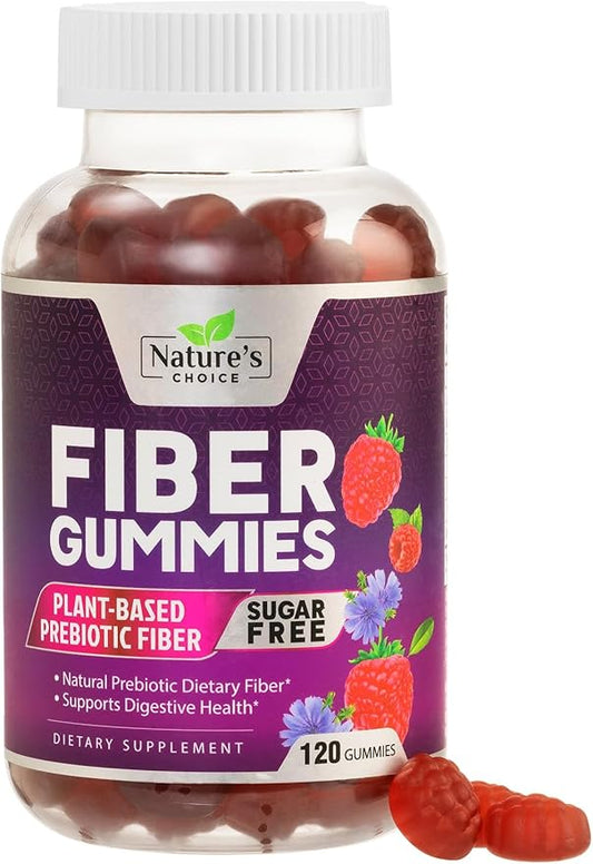 Sugar Free Fiber Gummies for Adults, Daily Prebiotic Natural Soluble Fiber Supplement & Digestive Health Support - Regularity & Digestion Health Support, Plant Based Berry Flavor - 120 Gummies