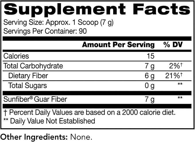 Tomorrow's Nutrition, Sunfiber, Prebiotic Fiber Supplement for Digestive Health, Low FODMAP, Gluten-Free, Unflavored, 90 Servings