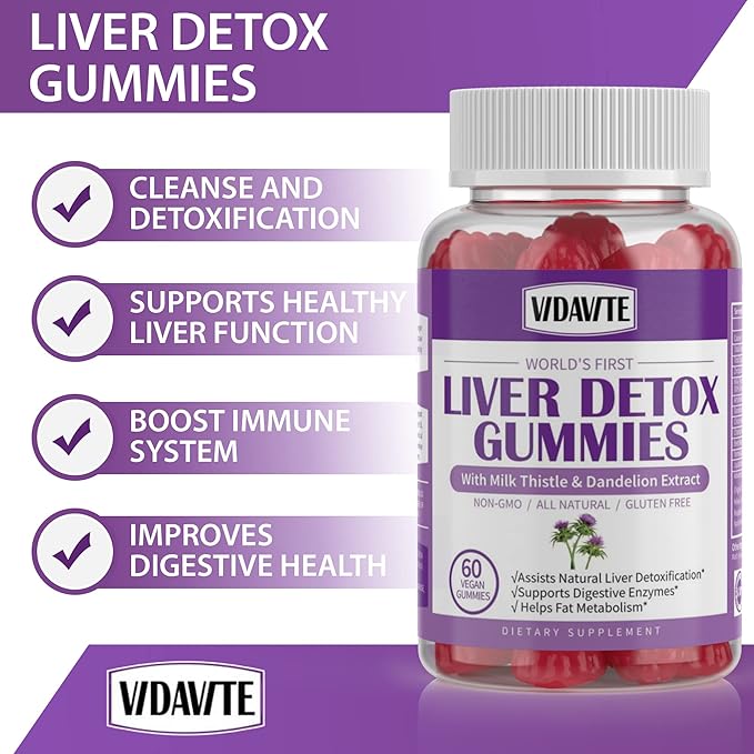 Liver Cleanse Detox & Repair Gummies — 1500mg Silymarin Milk Thistle Supplement with Artichoke, Dandelion and 20+ Herbs — Essential Liver Support Supplement for Men & Women (60 Vegan Gummies)