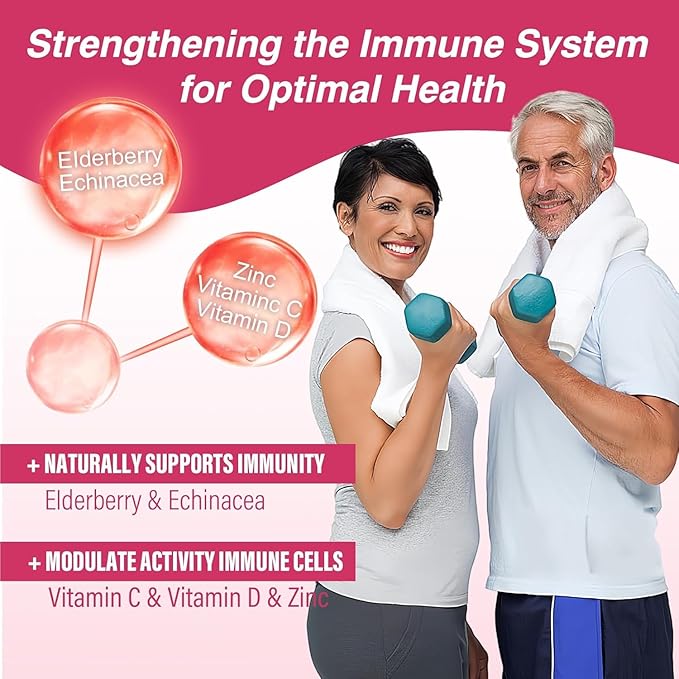 10 in 1 Daily Multivitamin Gummies Immune Boosters for Adults, w/Magnesium, Vitamin D3 5000IU, Elderberry, Echinacea, Vitamin C, Zinc & Selenium, Energy, Respiratory & Cellular Health Support, 60Cts
