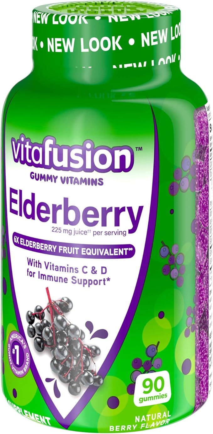 Vitafusion Elderberry Gummy Vitamins, 90ct Elderberry Gummy Vitamins, Chewables, 90 Count