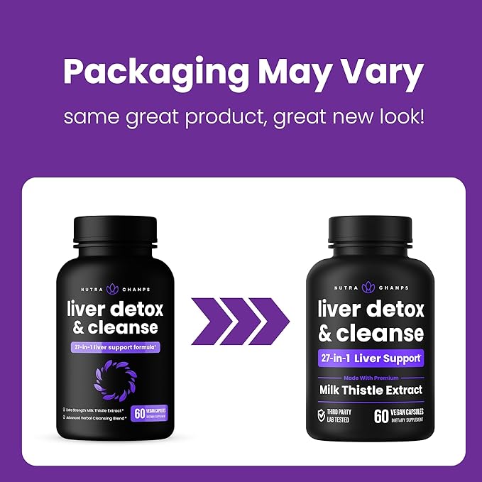 Liver Cleanse Detox & Repair Formula | 20+ Herbs: Milk Thistle Extract with Silymarin, Artichoke, Dandelion, Chicory Root Powder & More! | Premium Liver Support Pills Supplement, 60 Capsules
