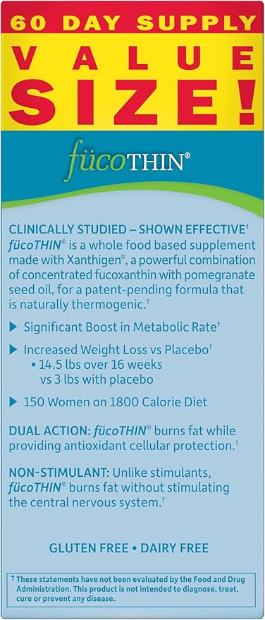Garden of Life Fucoxanthin Supplements - FucoThin Diet Pill for Weight Loss, 180 Count