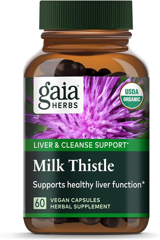 Gaia Herbs Milk Thistle - Liver Supplement & Cleanse Support for Maintaining Healthy Liver Function* - 60 Vegan Capsules (20-Day Supply)