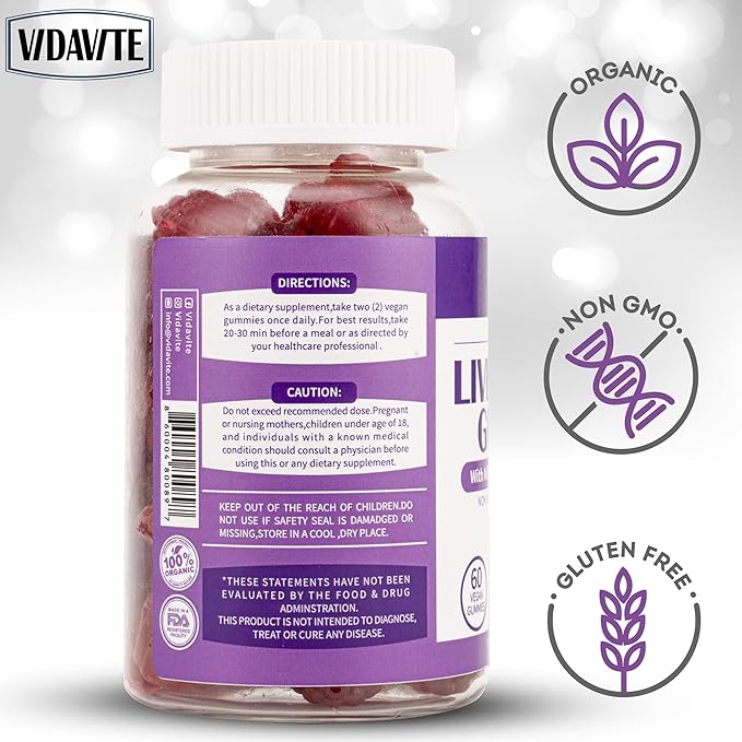 Liver Cleanse Detox & Repair Gummies — 1500mg Silymarin Milk Thistle Supplement with Artichoke, Dandelion and 20+ Herbs — Essential Liver Support Supplement for Men & Women (60 Vegan Gummies)