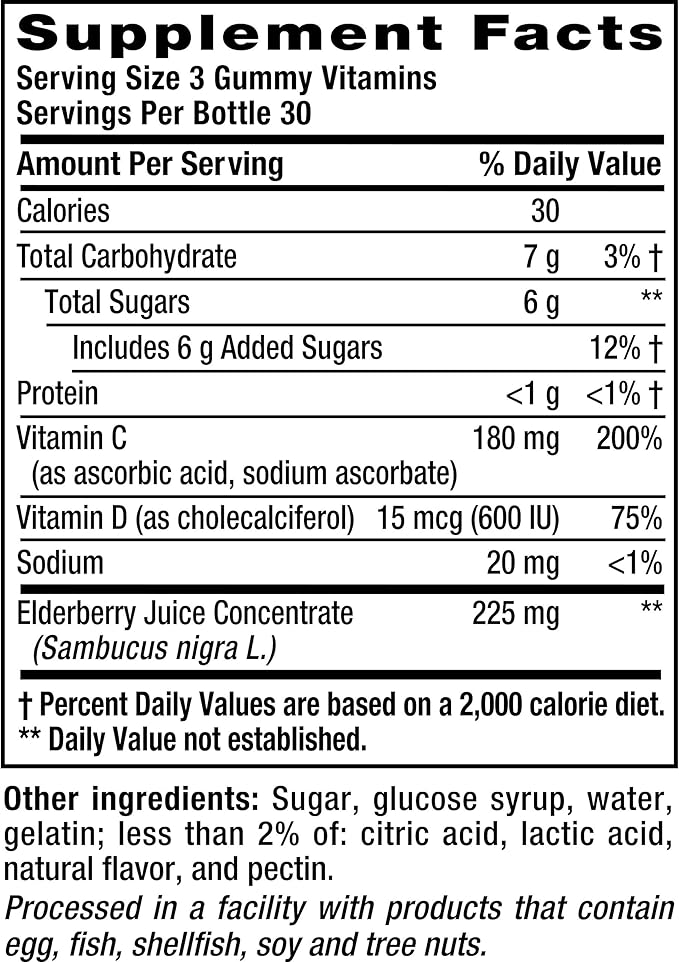 Vitafusion Elderberry Gummy Vitamins, 90ct Elderberry Gummy Vitamins, Chewables, 90 Count (Pack of 2)
